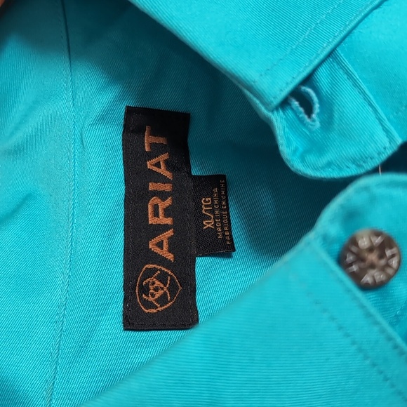 Ariat Turquoise Cotton Long Sleeve Collared Button Up Size Extra Large - Picture 2 of 7